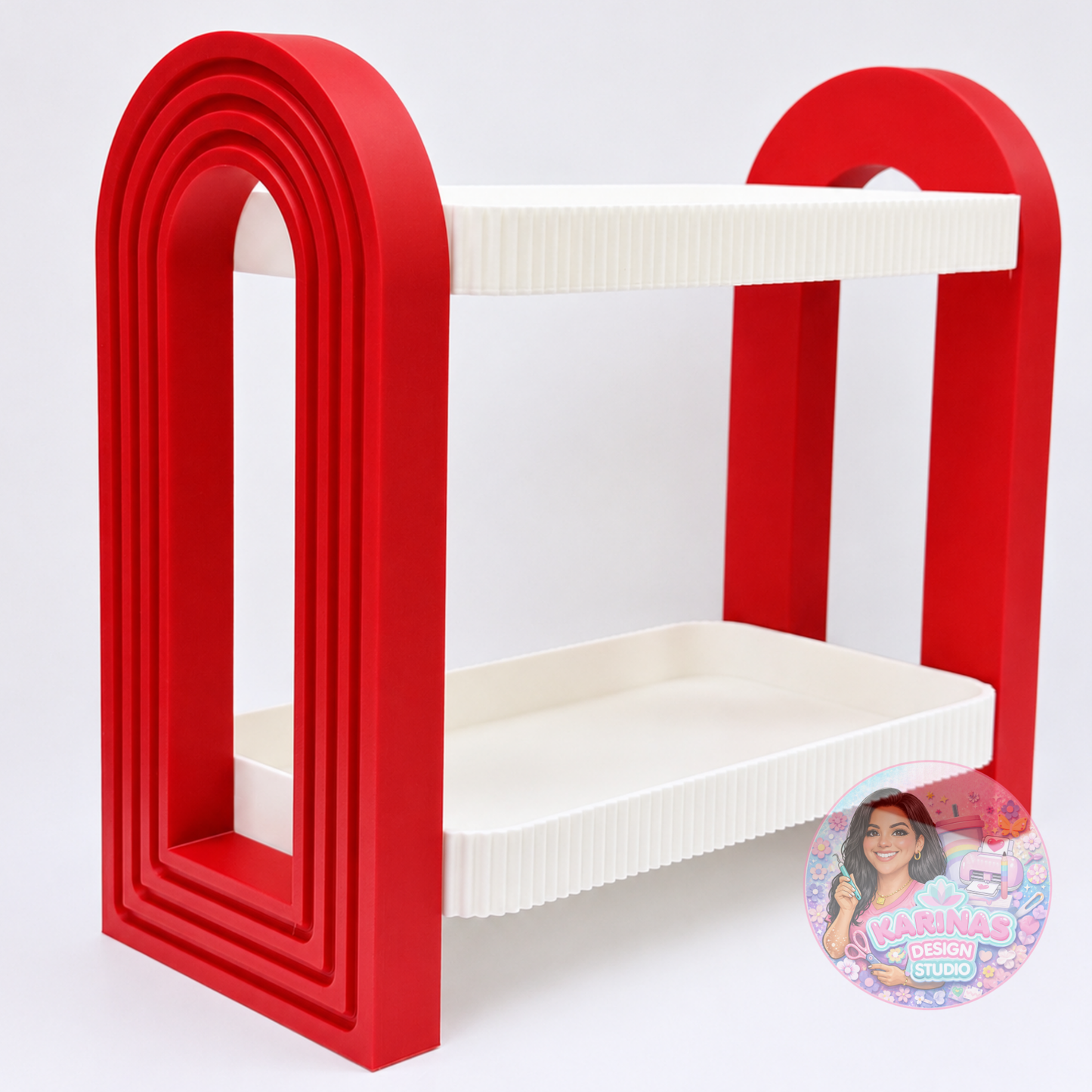 Modern Two-Tier Display Shelf with Arch Stand