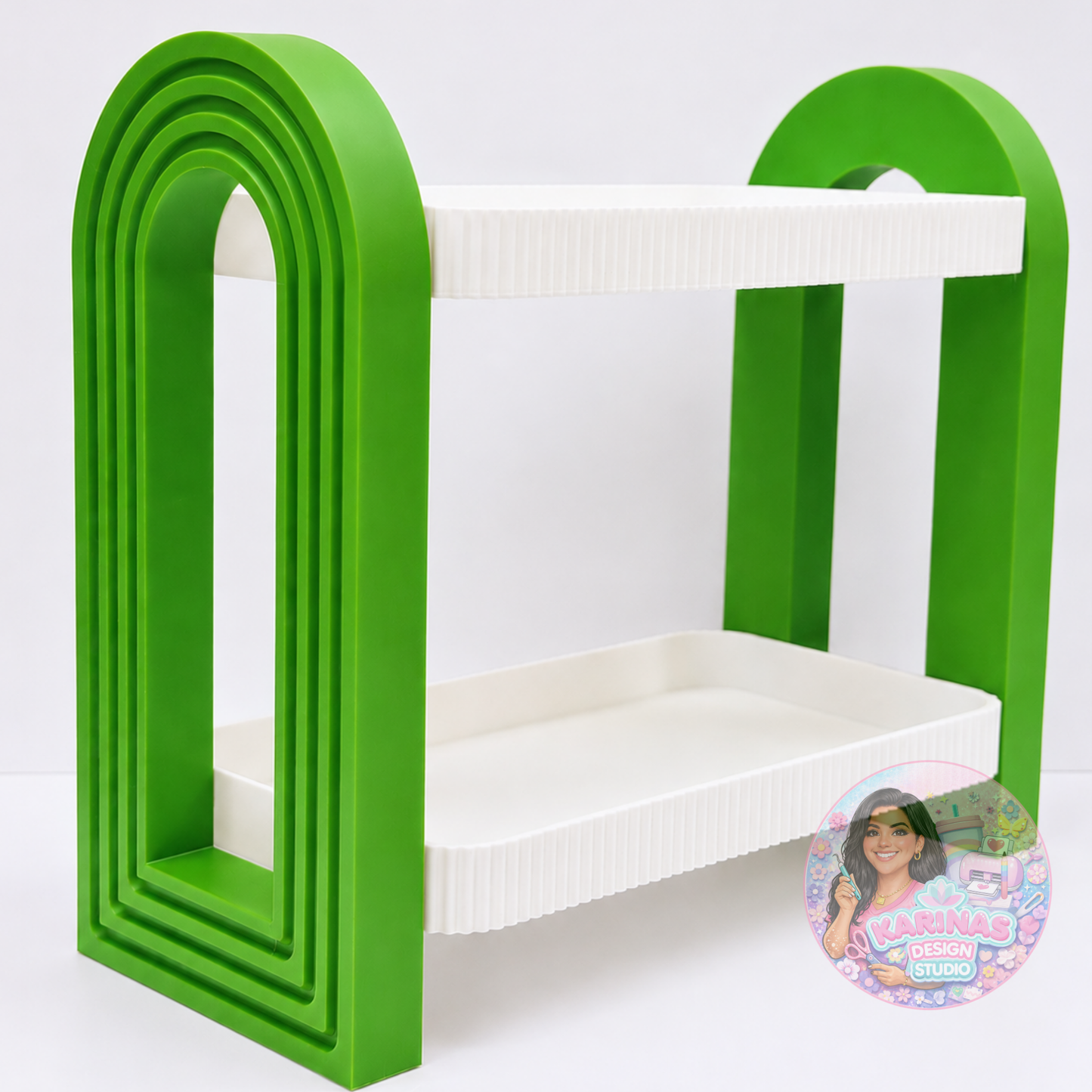 Modern Two-Tier Display Shelf with Arch Stand