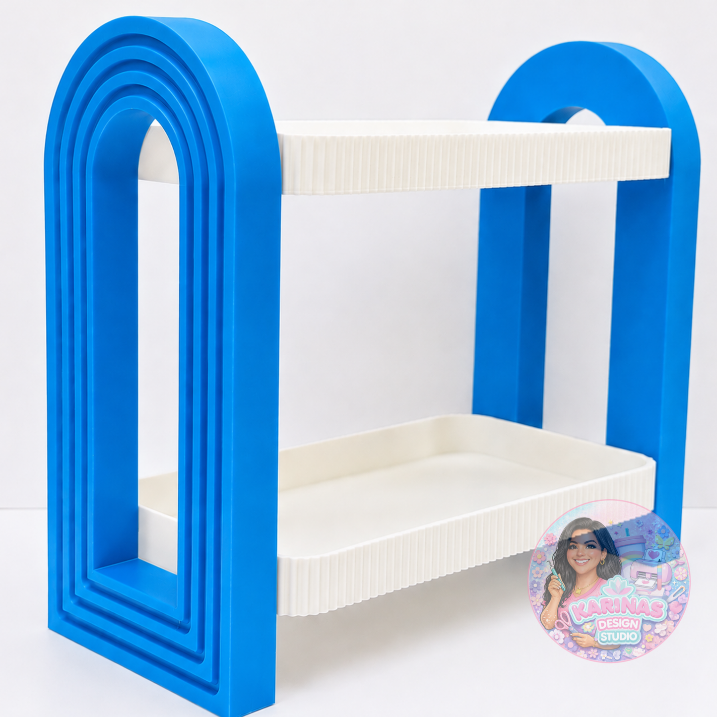 Modern Two-Tier Display Shelf with Arch Stand
