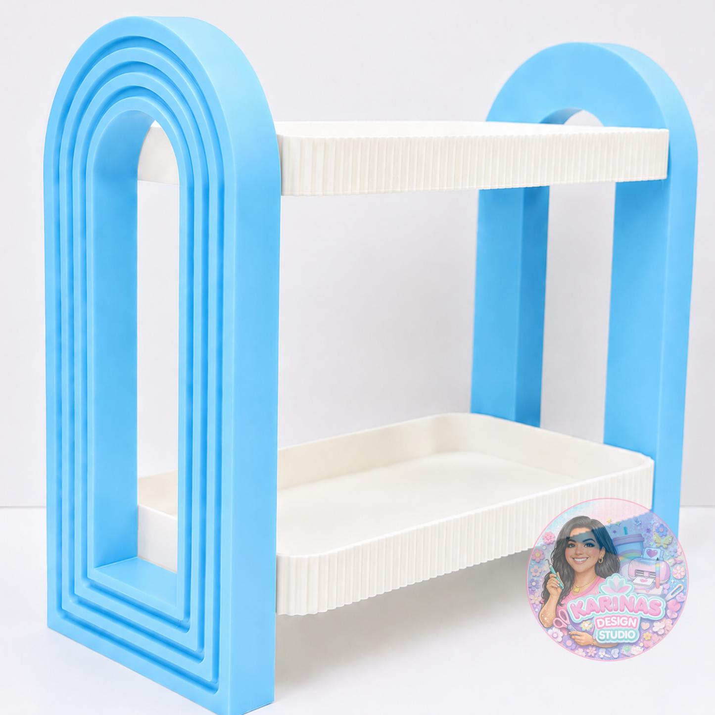 Modern Two-Tier Display Shelf with Arch Stand