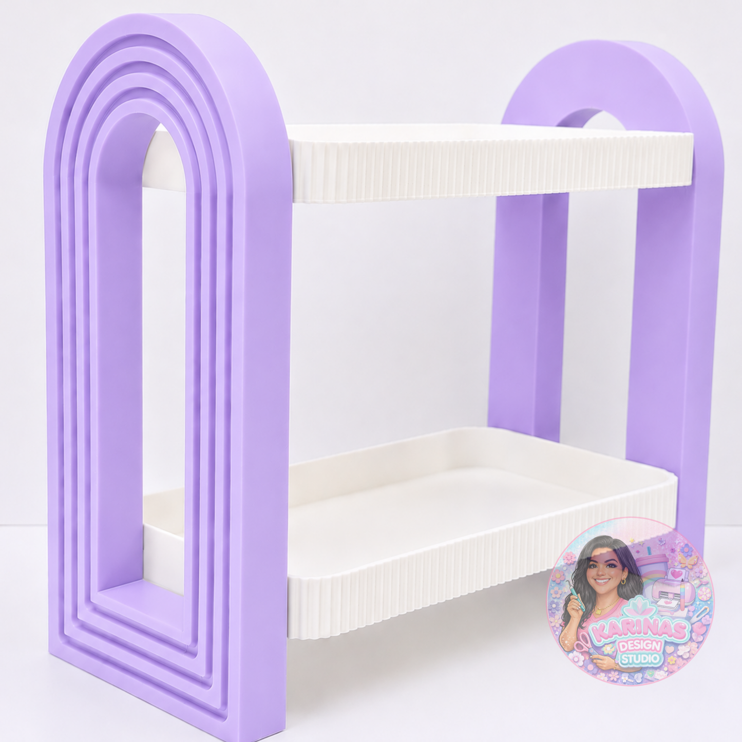 Modern Two-Tier Display Shelf with Arch Stand