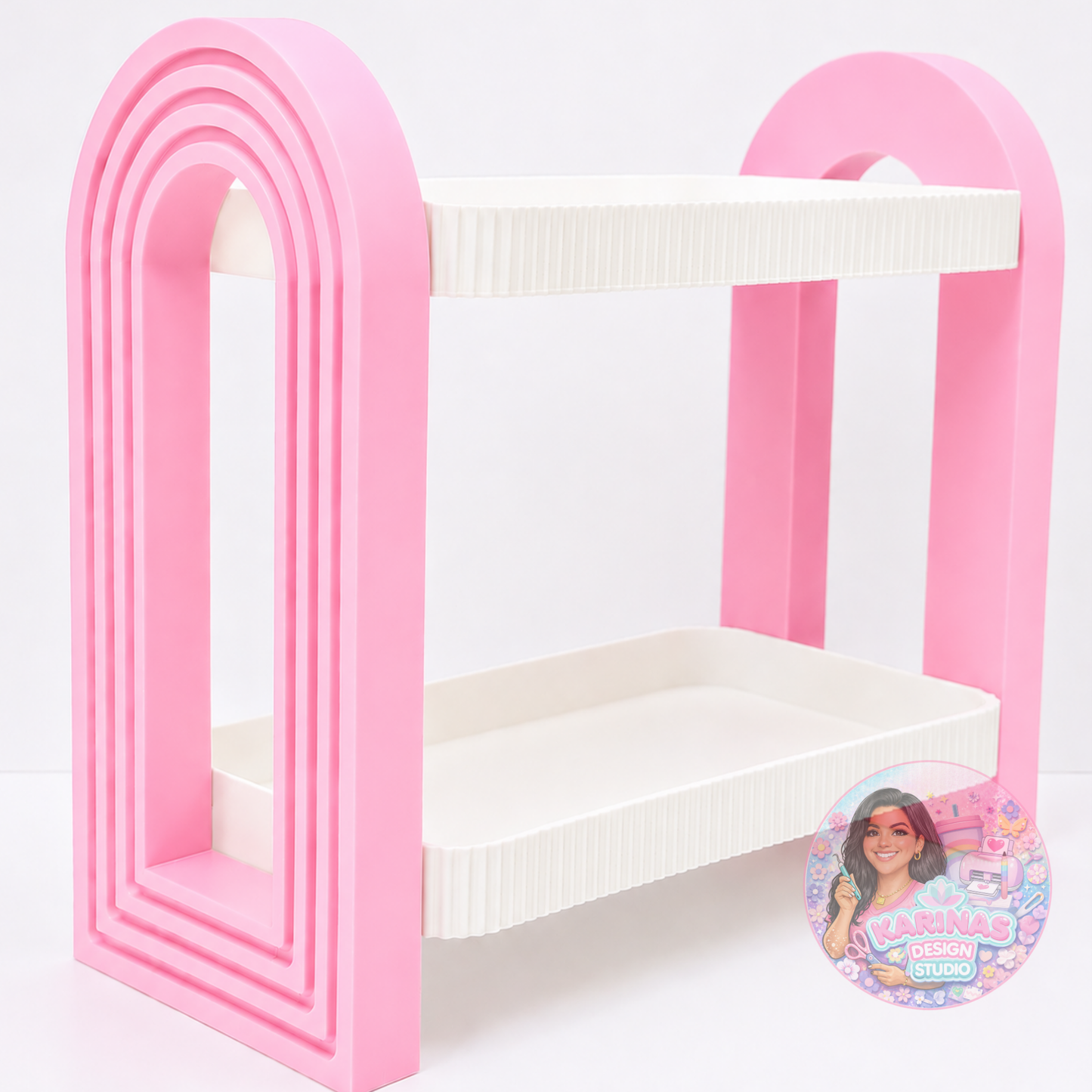Modern Two-Tier Display Shelf with Arch Stand