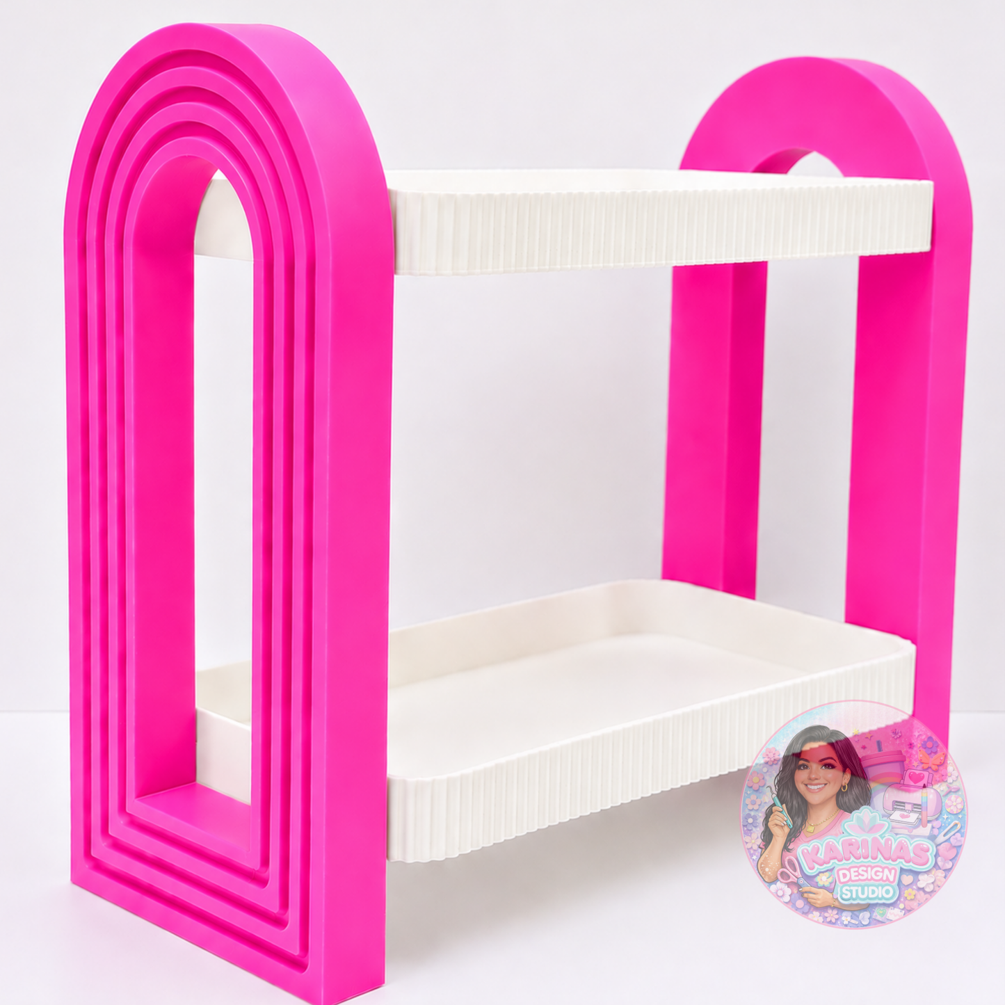 Modern Two-Tier Display Shelf with Arch Stand