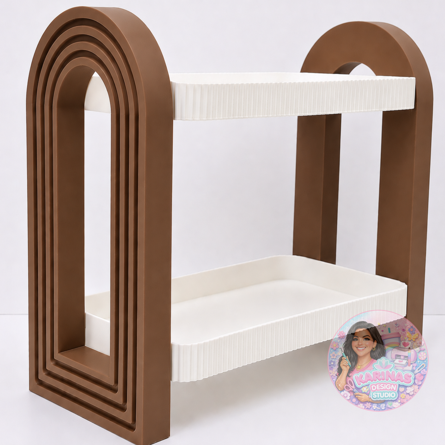 Modern Two-Tier Display Shelf with Arch Stand