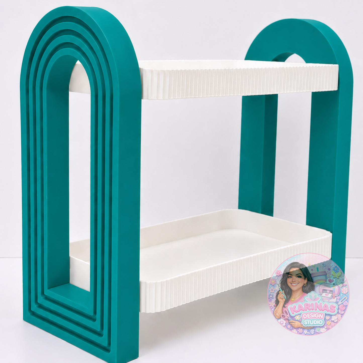 Modern Two-Tier Display Shelf with Arch Stand
