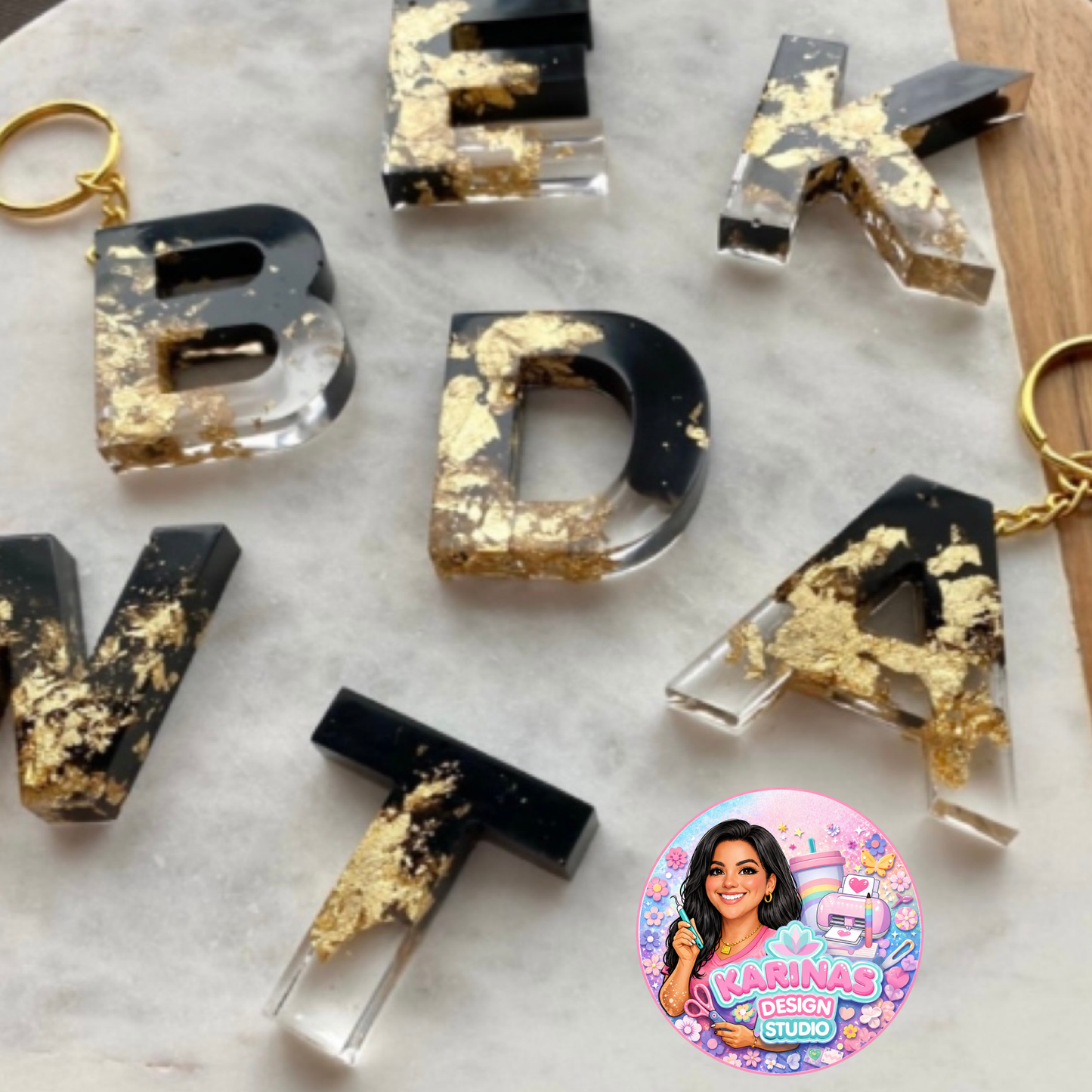 Personalized Resin Initial Keychain