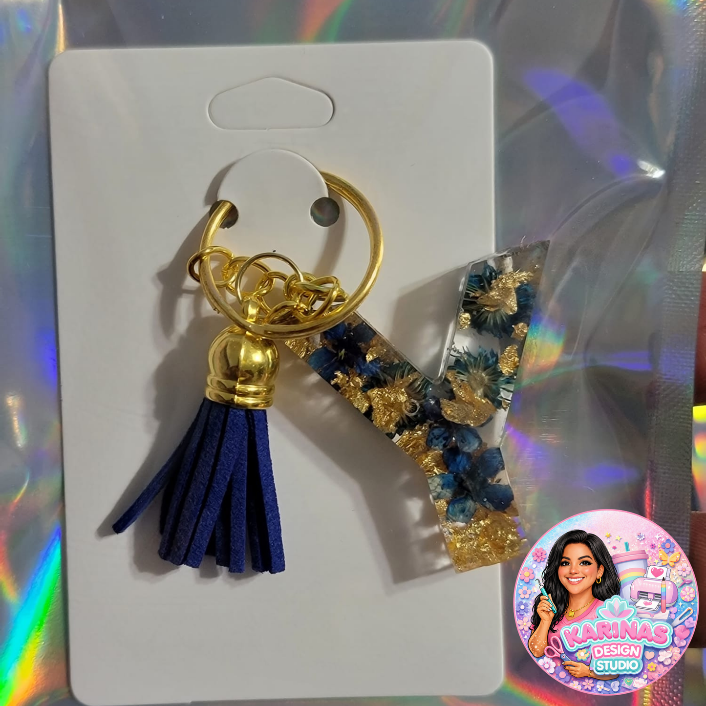 Personalized Resin Initial Keychain
