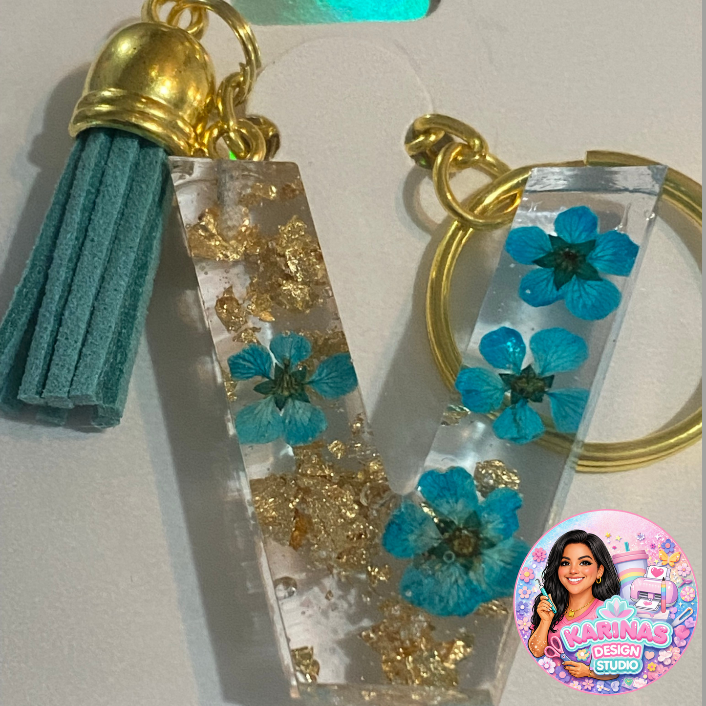 Personalized Resin Initial Keychain